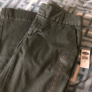 NWT, Pants, olive in color, low waist, stretchy, boot cut
